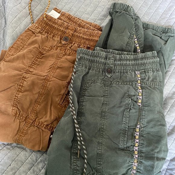 Anthropologie Pants - Anthropologie Embroidered Cropped Joggers Medium Lot of 2